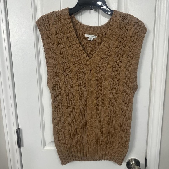 American Eagle Outfitters Sweaters - American Eagle light brown long line cable knit sweater vest. M